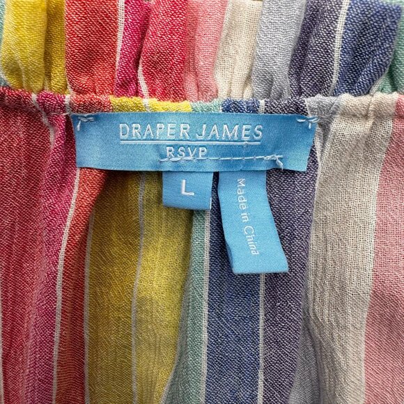 Draper James Midi Dress Womens L NEW Rainbow Striped Preppy Flutter Sleeve RSVP - Picture 3 of 8